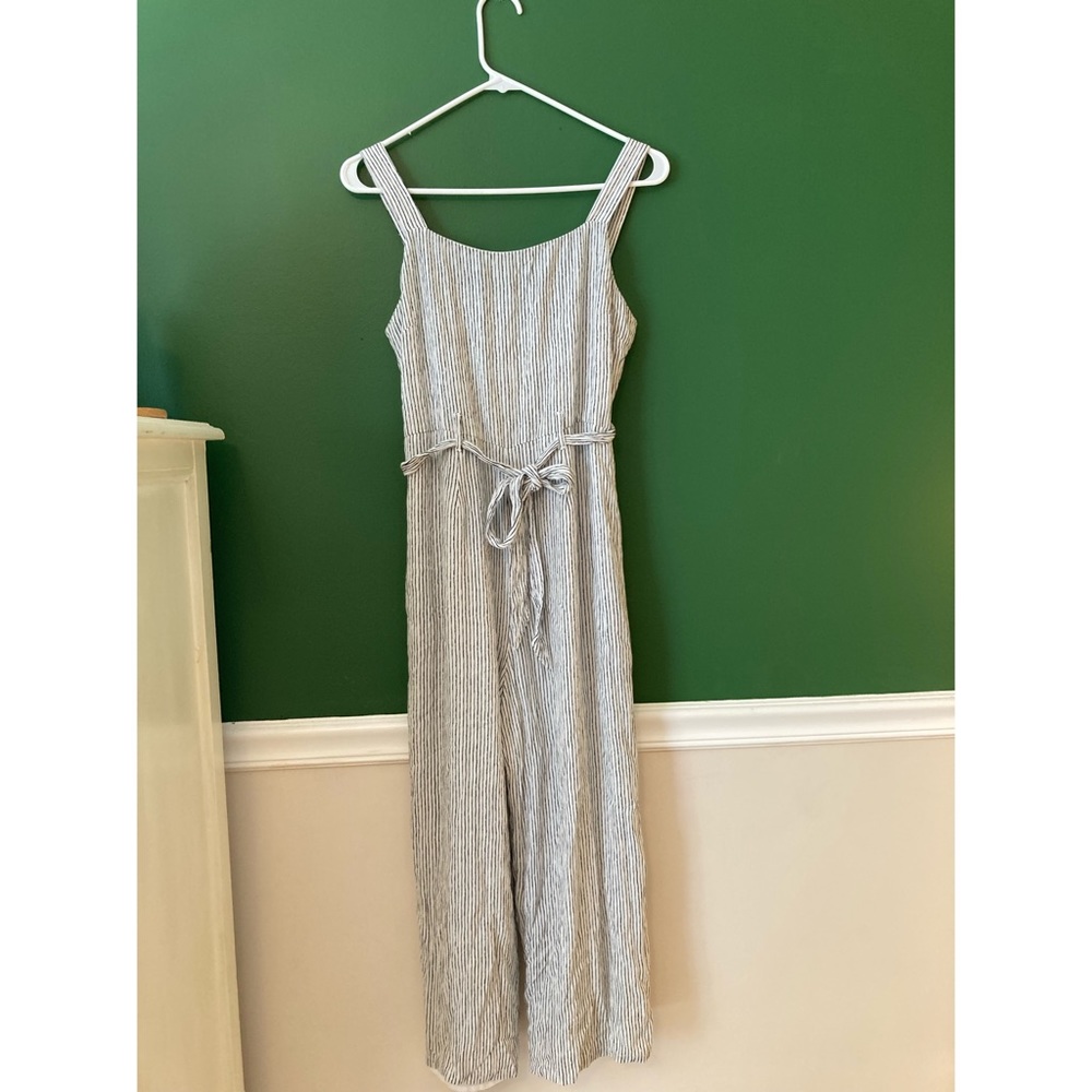 American Eagle outfitters,black and white striped jumpsuit.